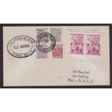 ARGENTINA 1952 SOBRE CON FRANQUEO MIXTO ARGENTINO BRASILERO ENVIADO DESDE EL BARCO 